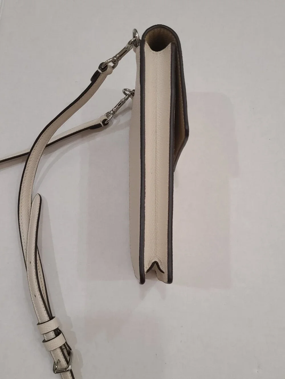 Coach North South Phone Crossbody Leather Bag in Solid Chalk